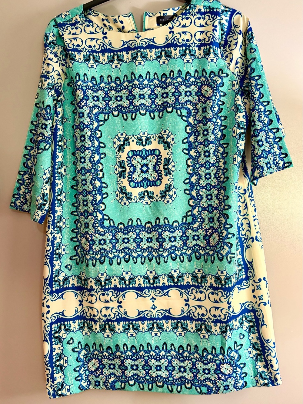 The Limited Turquoise Blue and White Patterned Dress Shirt